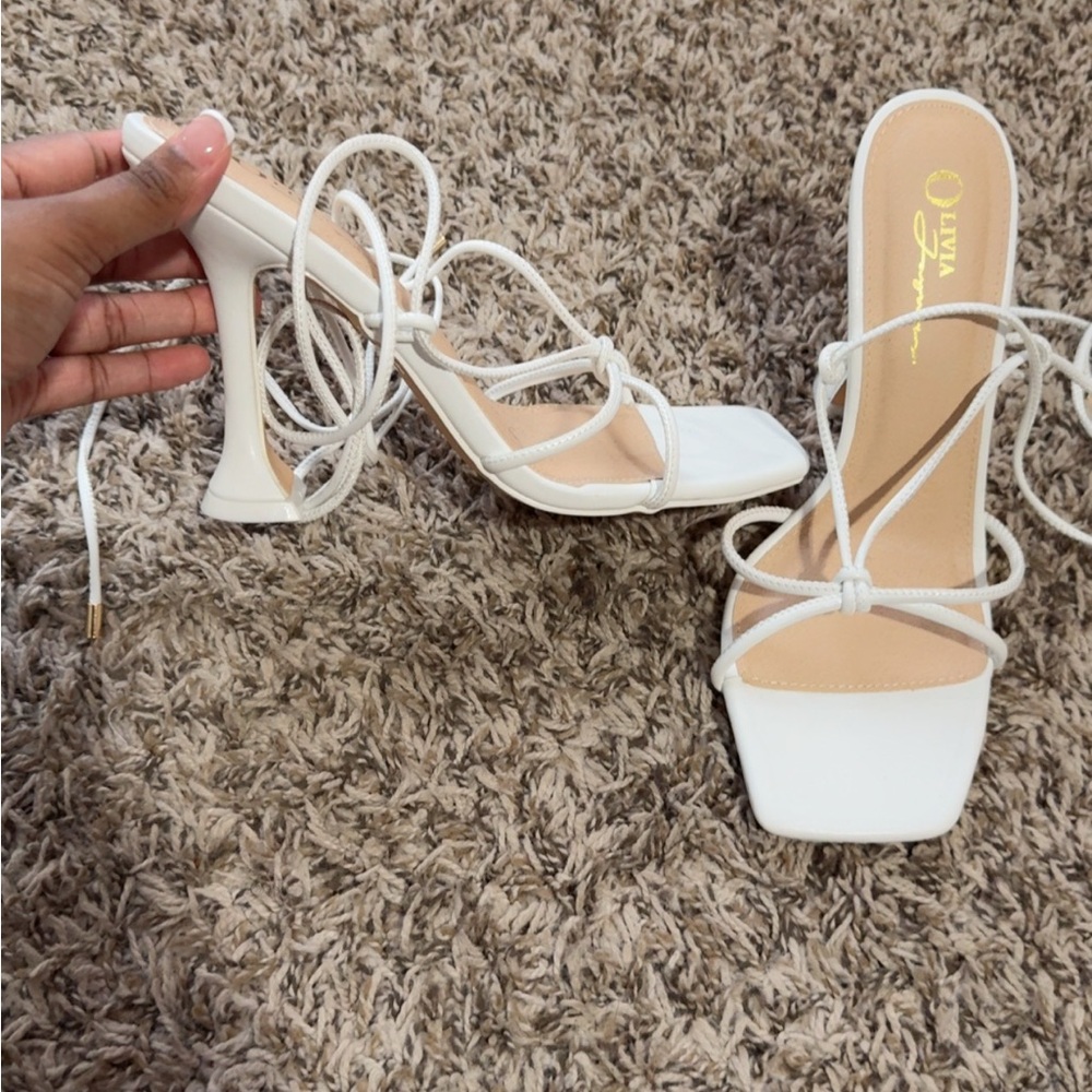 Elegant White Strappy Heels